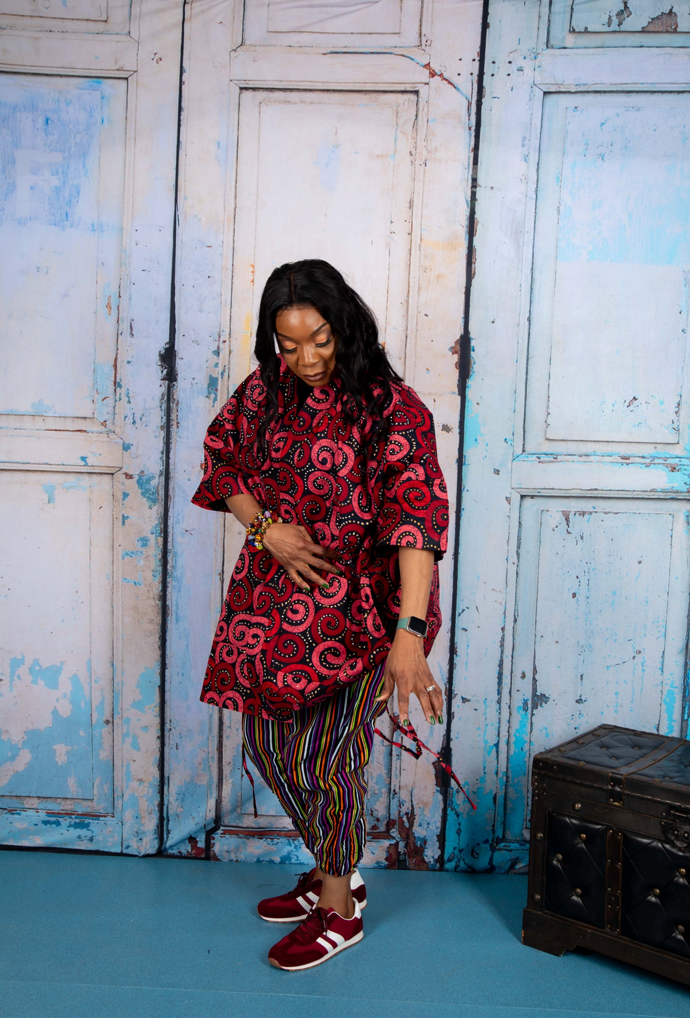 Temad collections African print ankara kimono set, African print kimono set, African print kimono jacket, ankara kimono, red ankara kimono jacket, African print short sleeve kimono, African print red kimono, African print stylish kimono jacket, beautiful african kimono, African print kimono with shorts