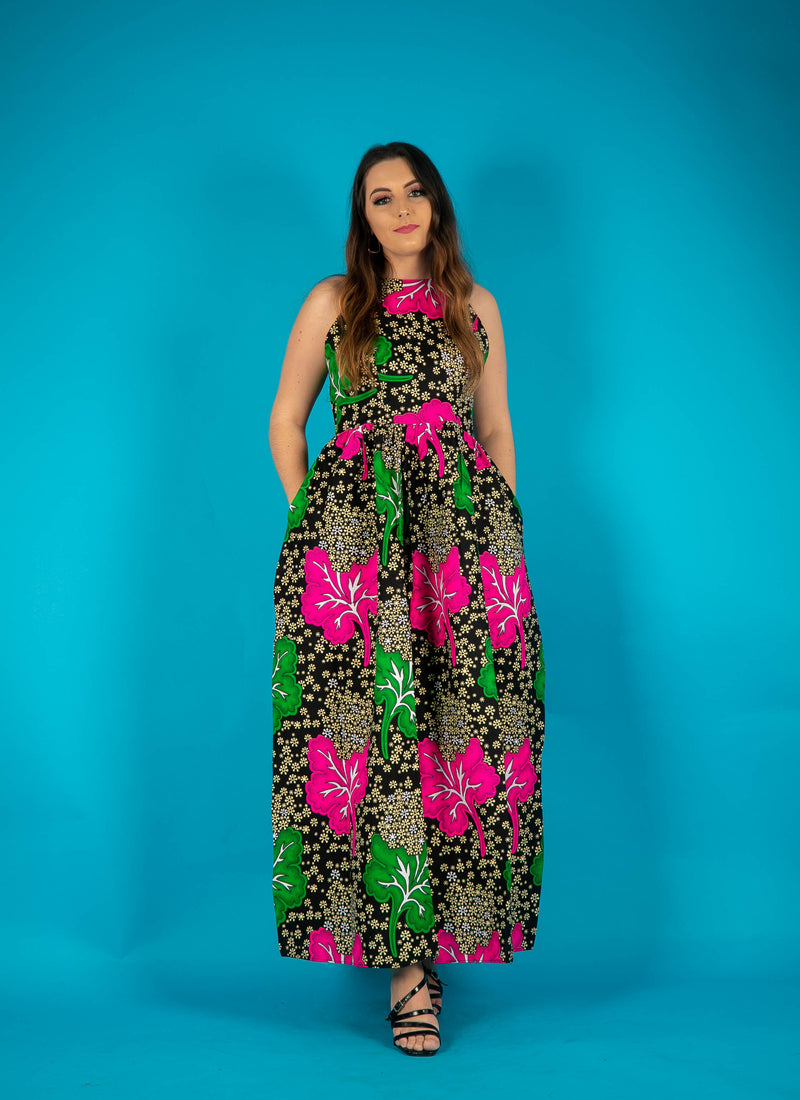 temad colletions african print halter neck Gabriela maxi dress