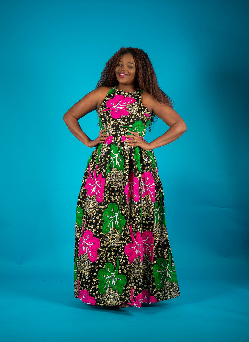 temad colletions african print halter neck Gabriela maxi dress