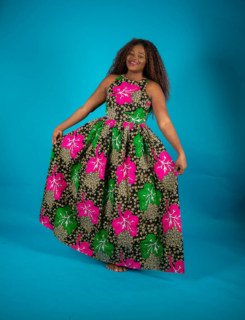 temad colletions african print halter neck Gabriela maxi dress