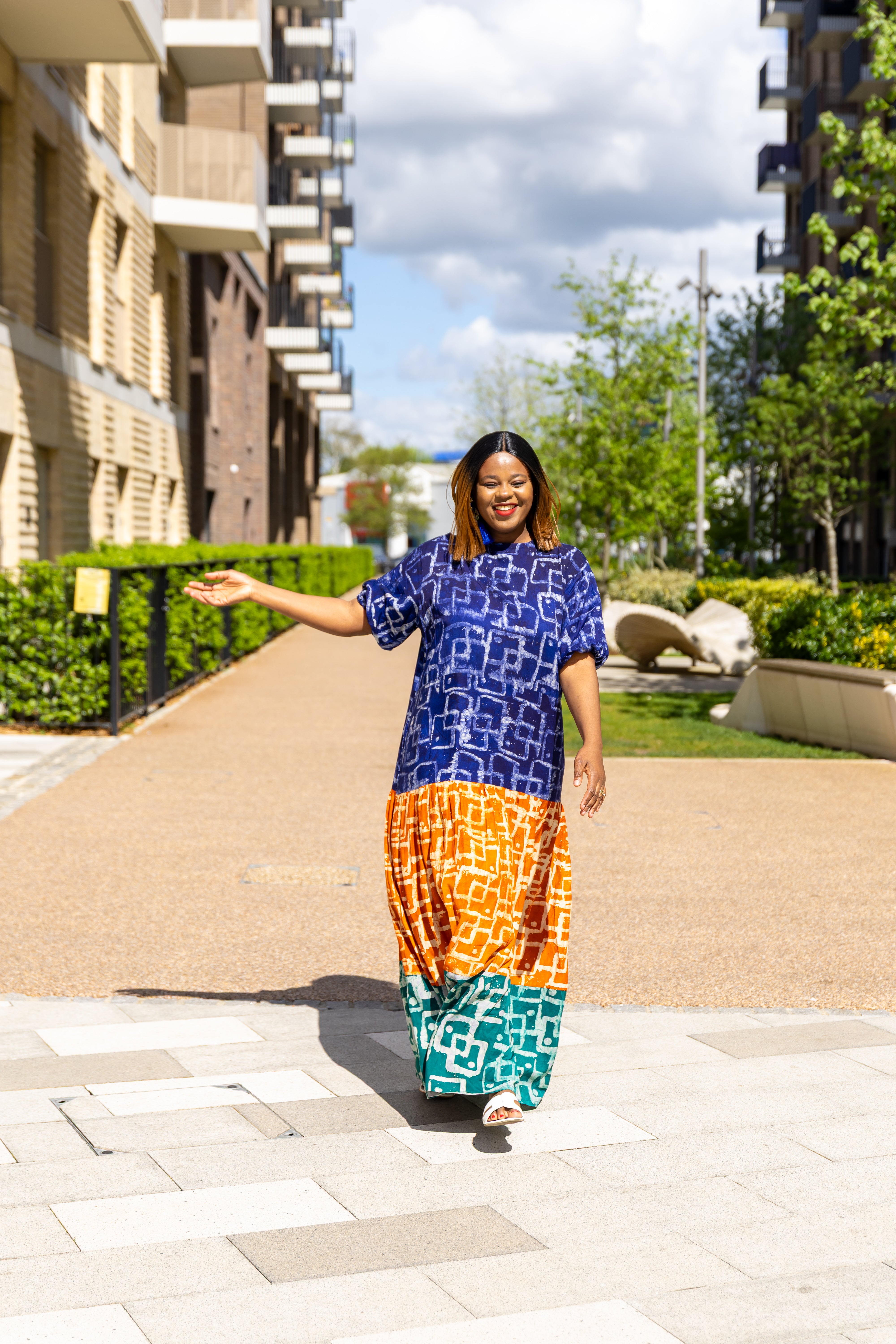 temad collections african print adire puff sleeves maxi a line dress, Stylish African print dresses, Modern African dresses, Ankara dress for ladies, Latest adire dresses, Long Ankara dresses, ankara dresses Uk. Adire dresses styles, stylish Ankara dresses, beautiful African dresses,  African dresses styles, adire print, ankara maxi dresses, Ankara blue dresses, Ankara long dresses, African maxi dress, , African midi dress,  African maxi dress, latest maxi dress, layered maxi dress