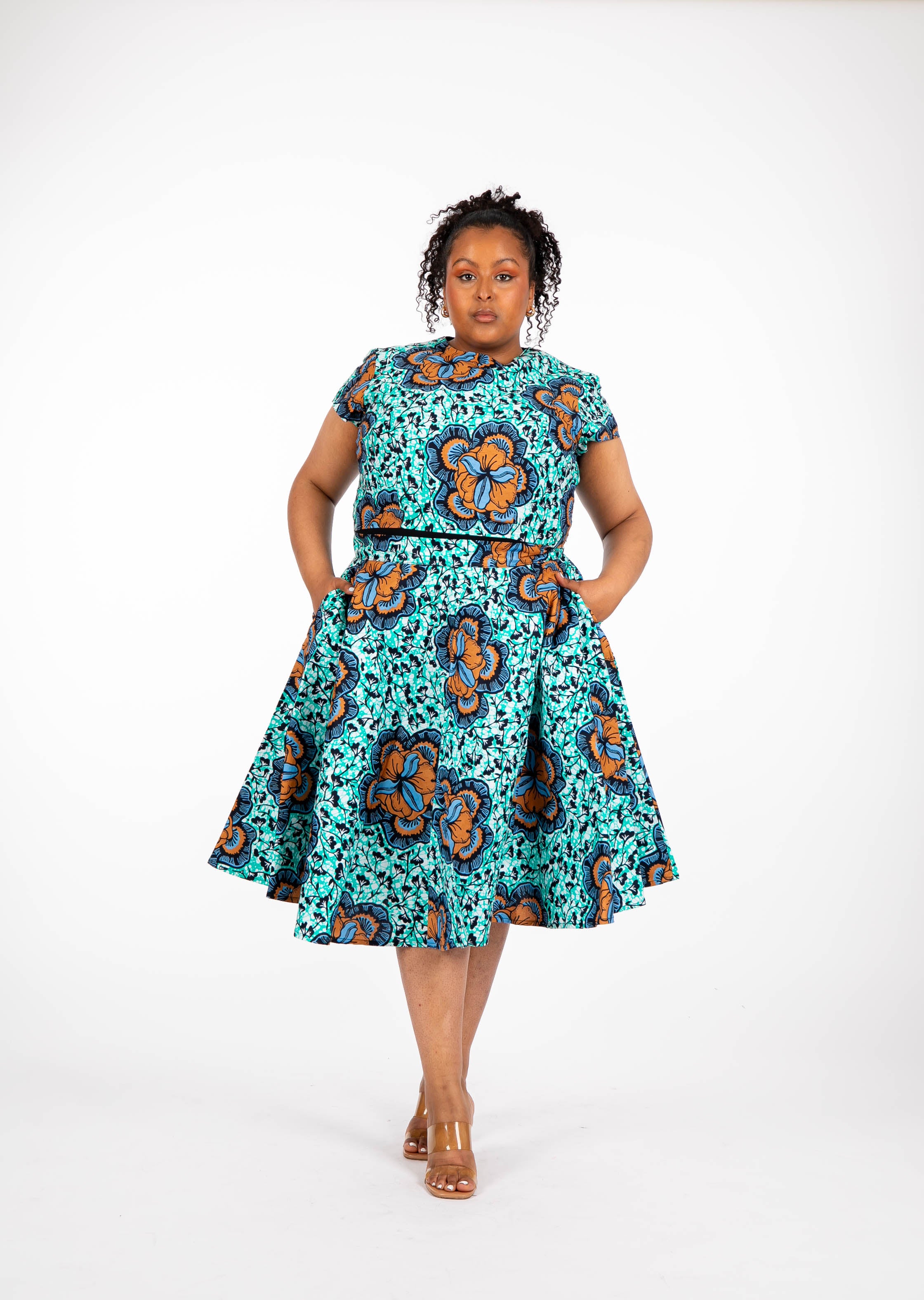 Amada African Print Crop Top with matching Skirt