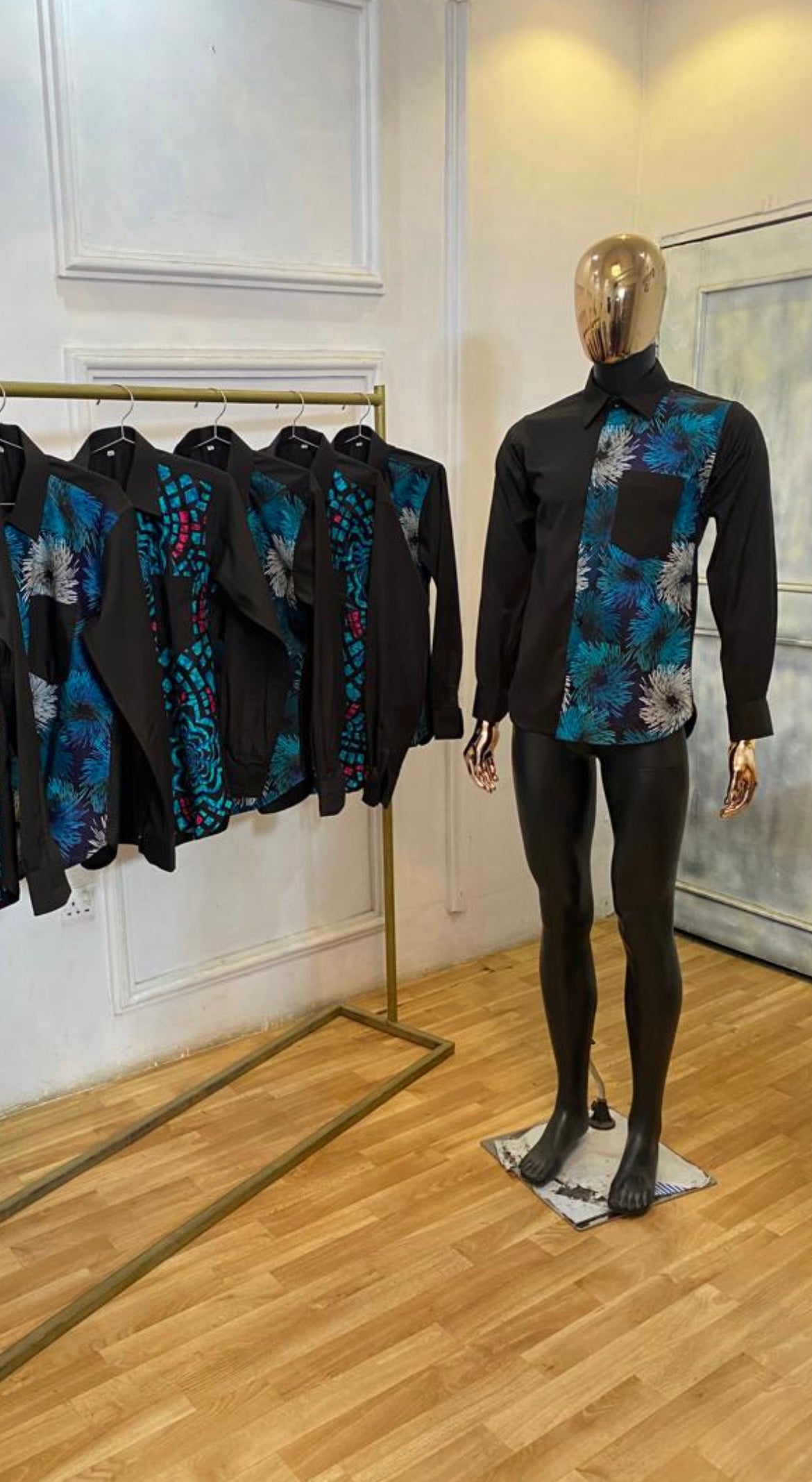 temad collections African print Ankara shirt for men, ankara long sleeve shirt
