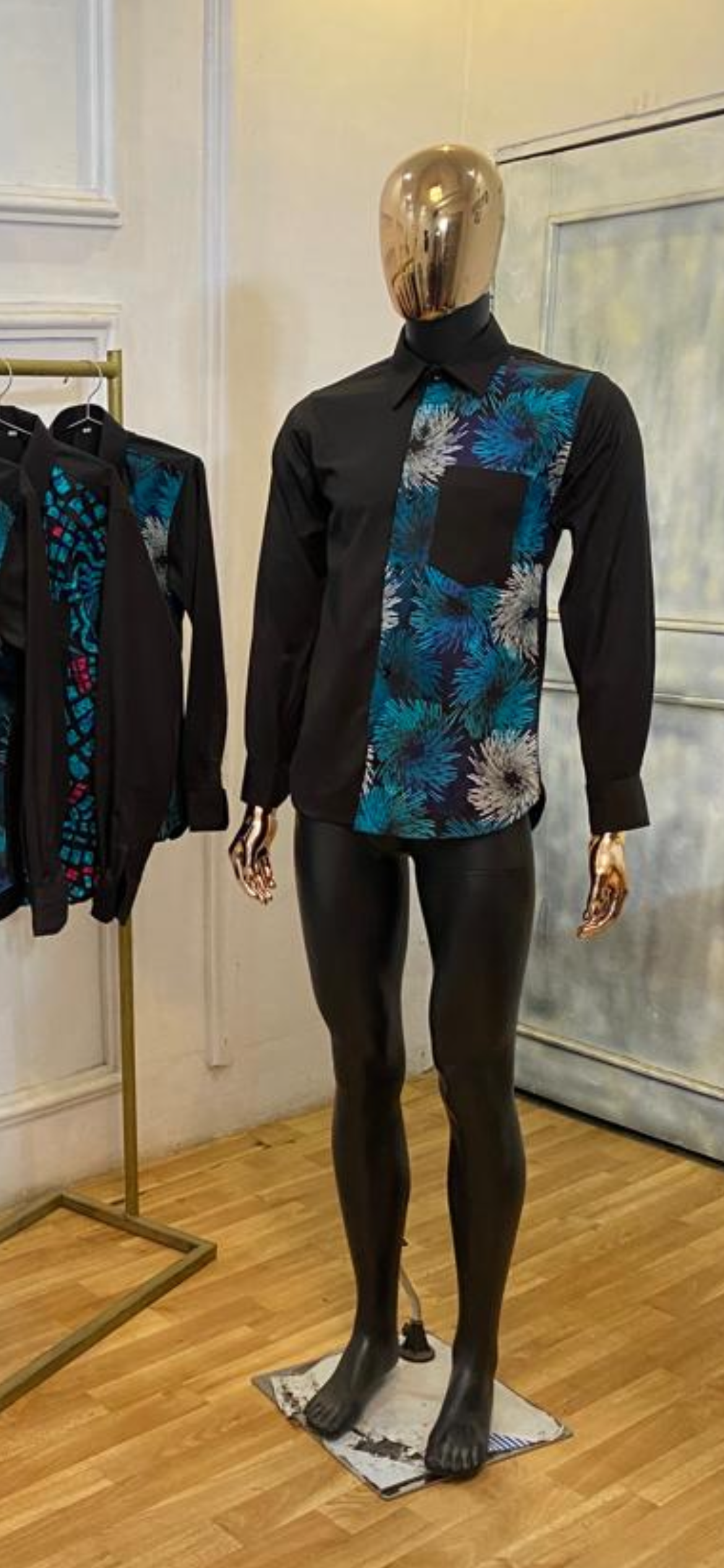 temad collections African print Ankara shirt for men, ankara long sleeve shirt