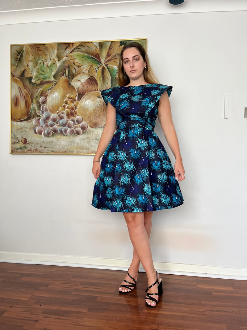 temad collections african print ankara structured sleeves midi dress