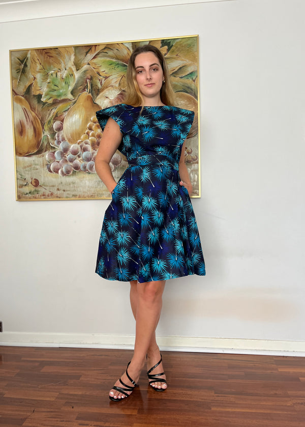 temad collections african print ankara structured sleeves midi dress