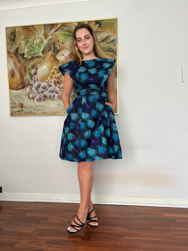 temad collections african print ankara structured sleeves midi dress