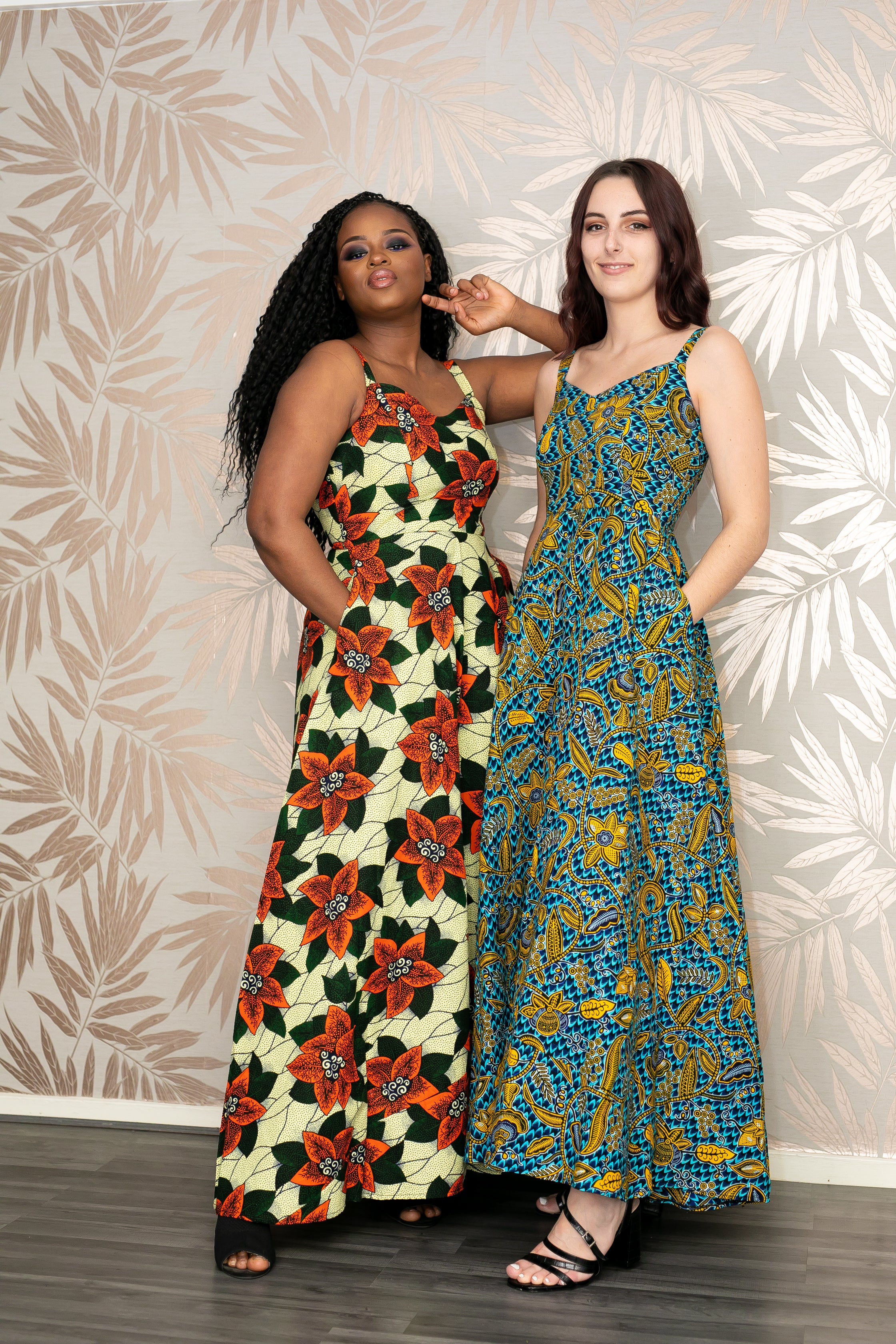 african print ankara maxi dress shop temad collections spaghetti straps flowy dress