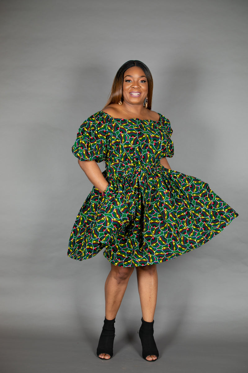 temad collections liquorice african print ankara off shoulder belted short mini dress