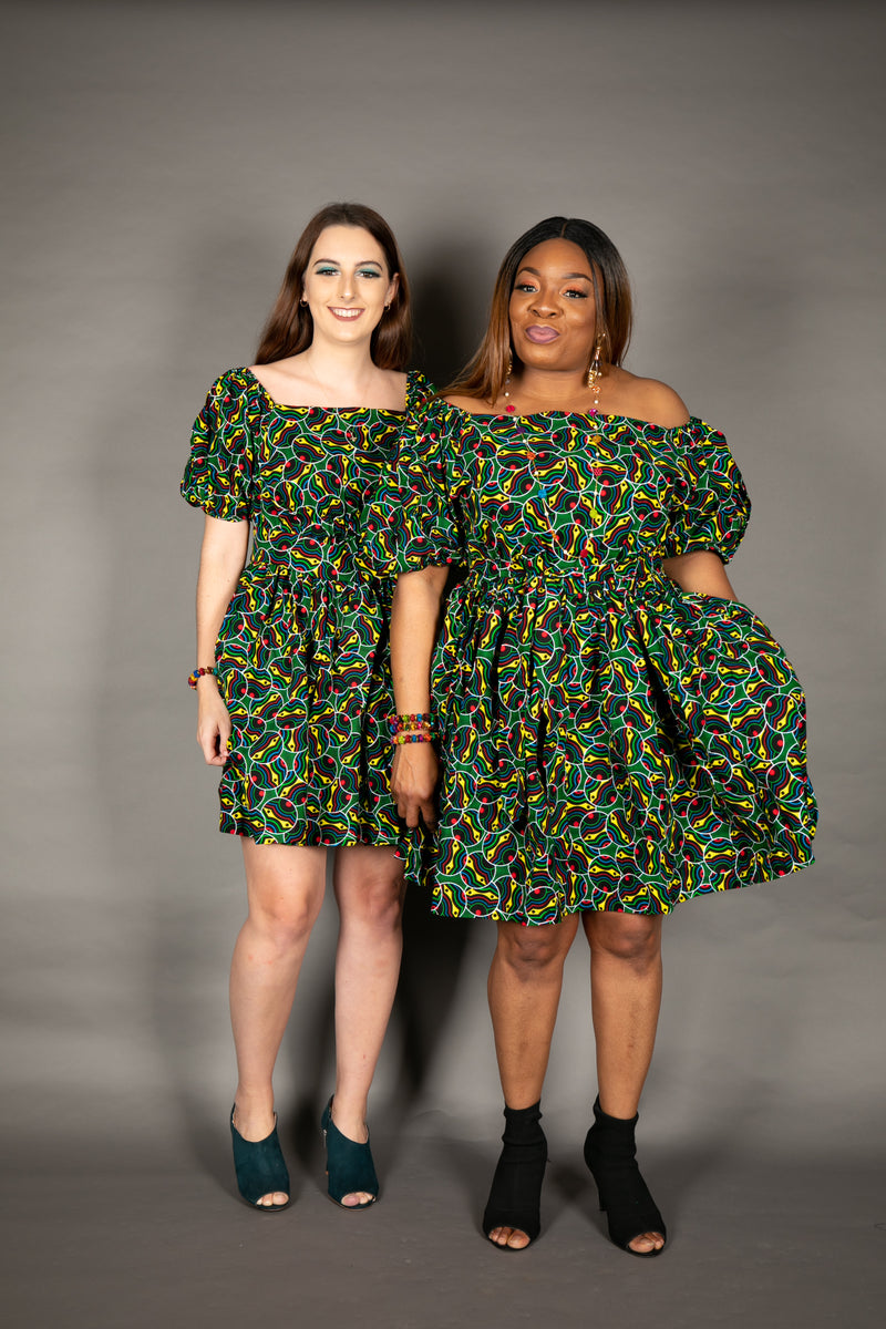 temad collections liquorice african print ankara off shoulder belted short mini dress