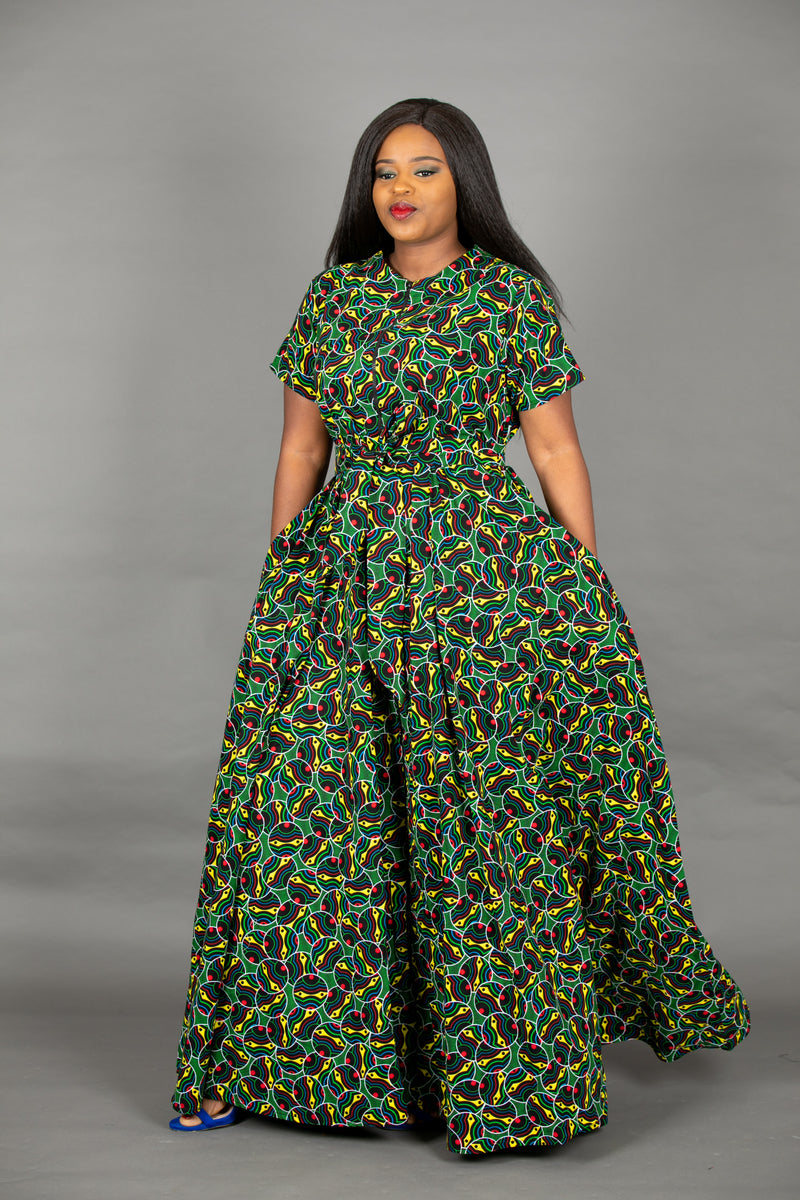 temad collections liquorice maxi front zipper belted dress 