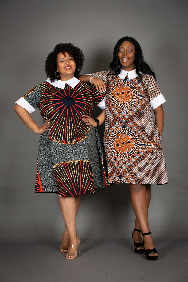 temad collections african print ankara Aisha white collar dress