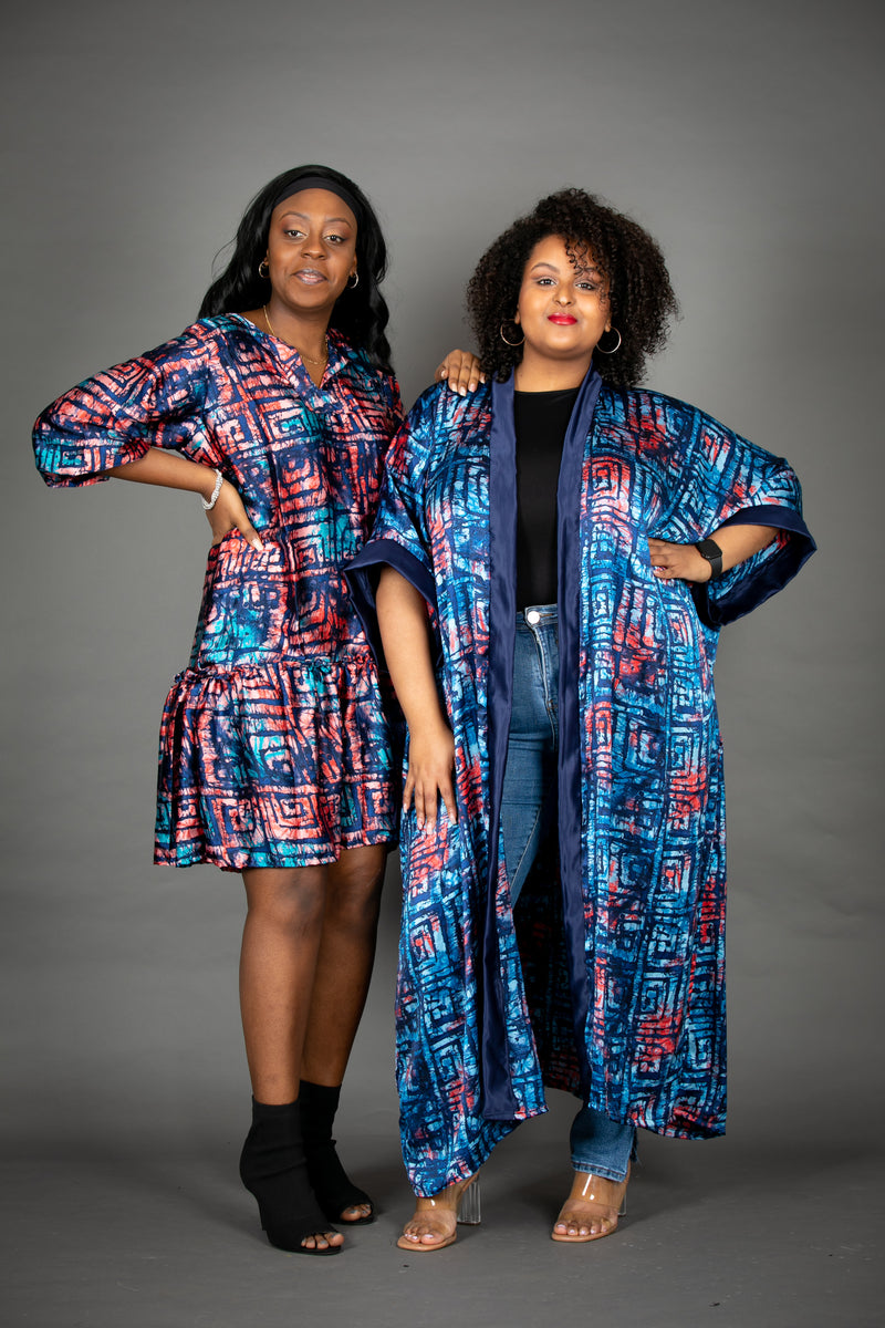 temad collections rach adire silk ruffle bottom african print mini dress