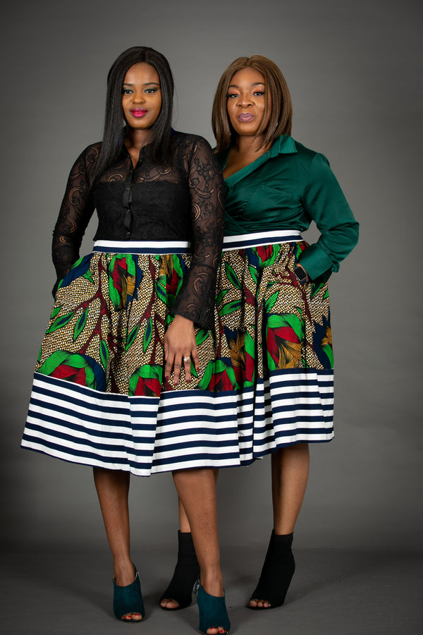 temad collections african print ankara midi stripy skirt