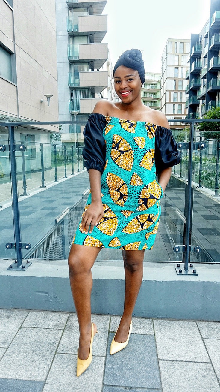 TemAD african print ankara bardot dress