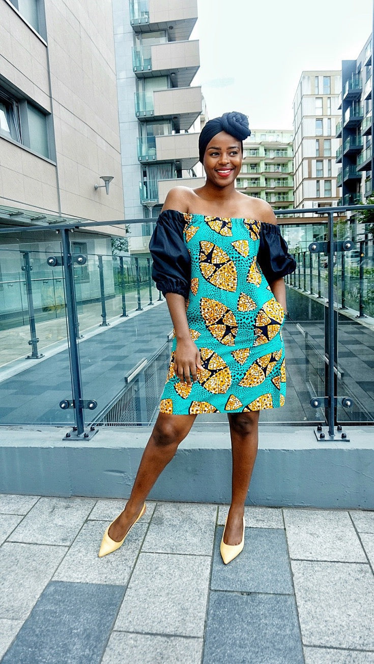 TemAD african print ankara bardot dress
