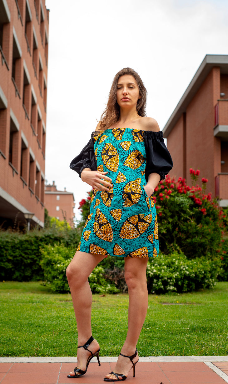TemAD african print ankara bardot dress