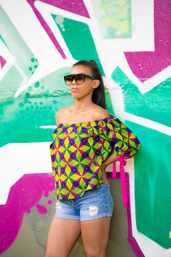 Zincate bardot green blouse