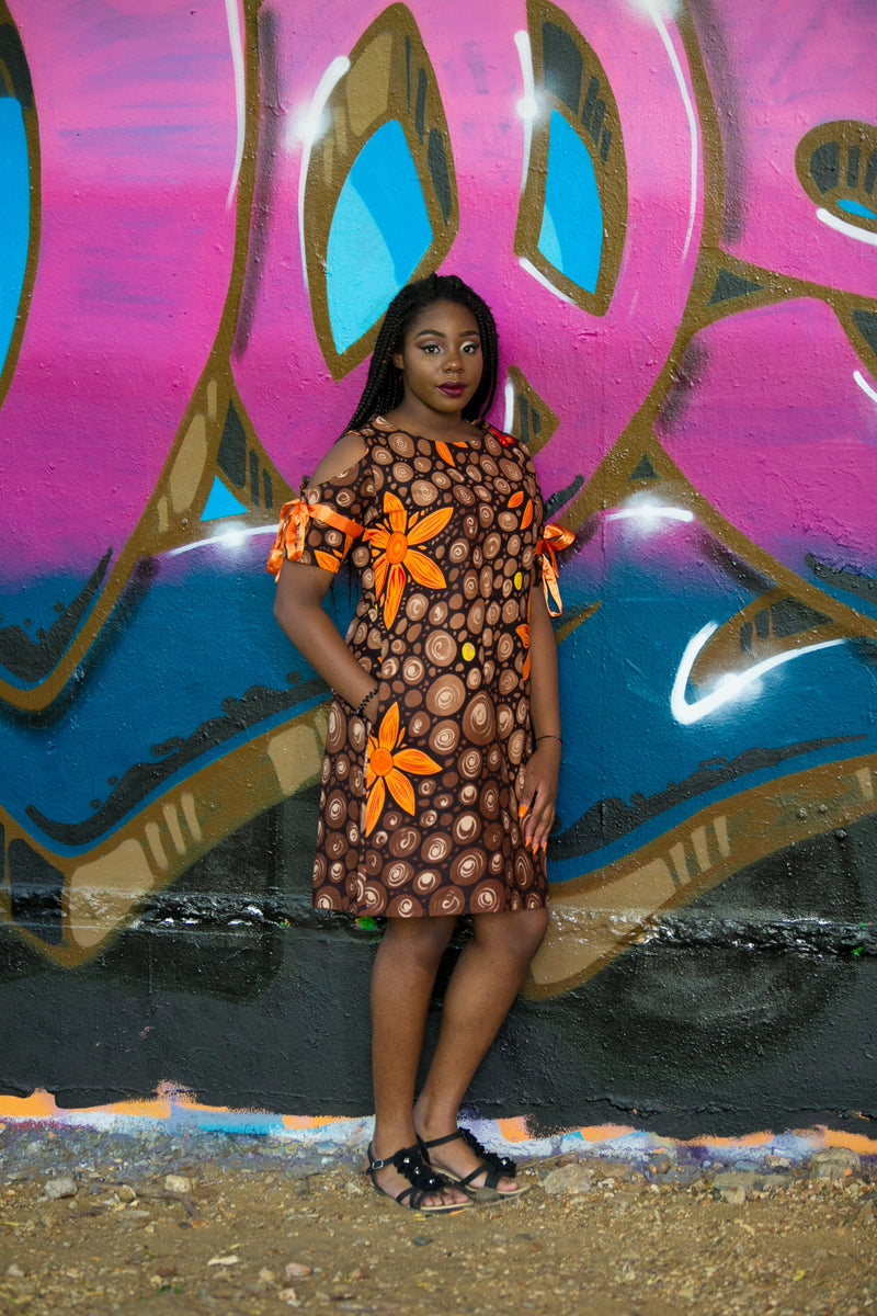 Dichromate cold shoulder diamond dress