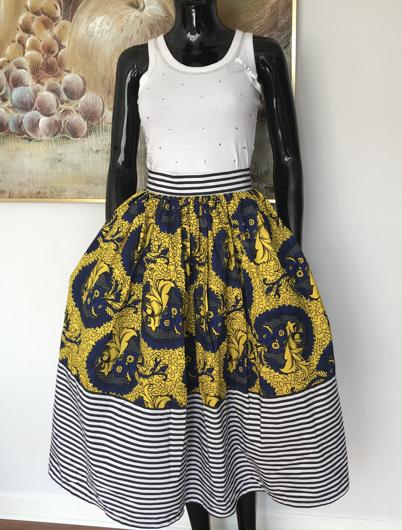 Ankara yellow midi skirt