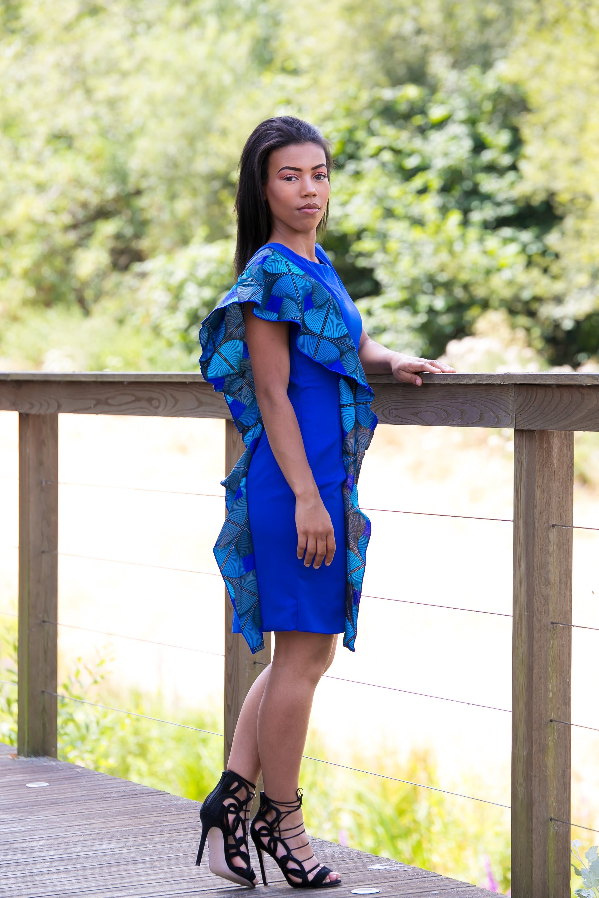 Geometry ankara blue flounce