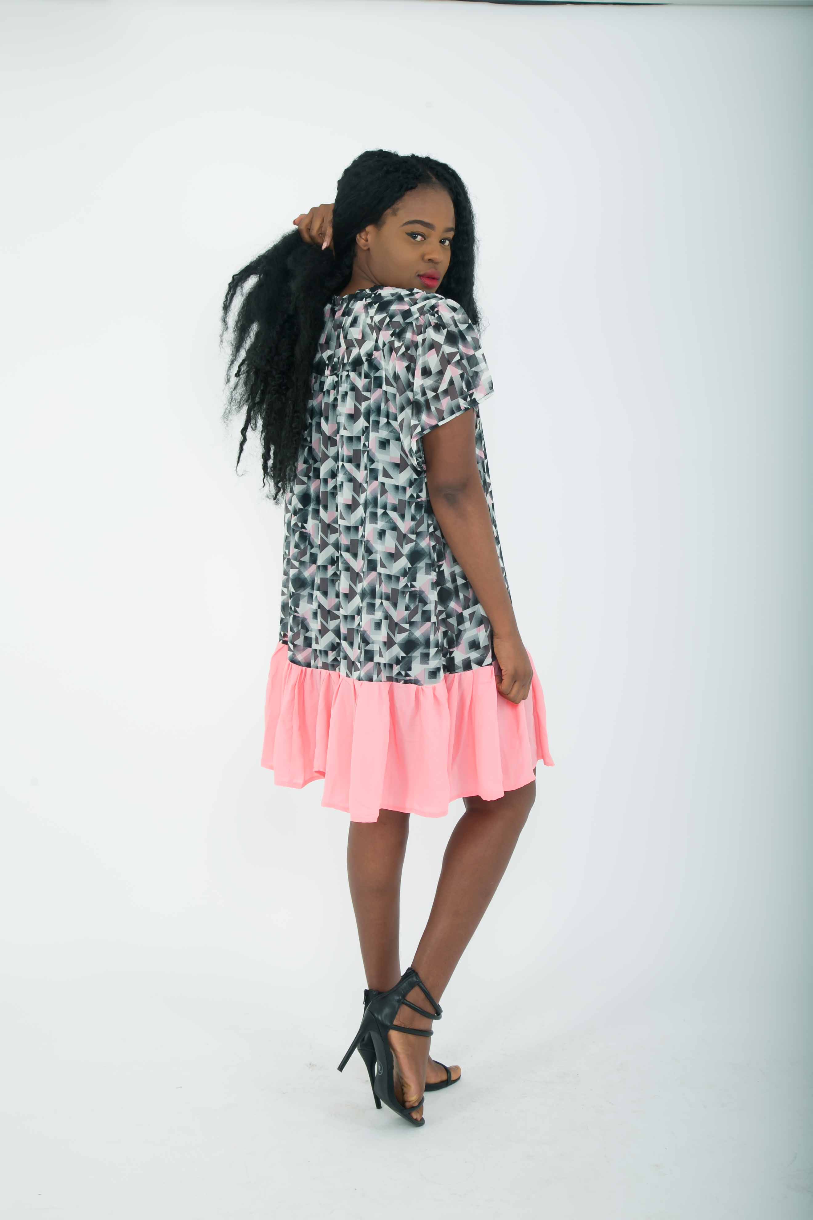 Elisabetta dress - pink chiffon ruffles