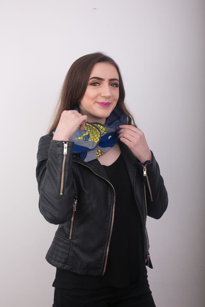 Ankara Snood with one button - Blue 5