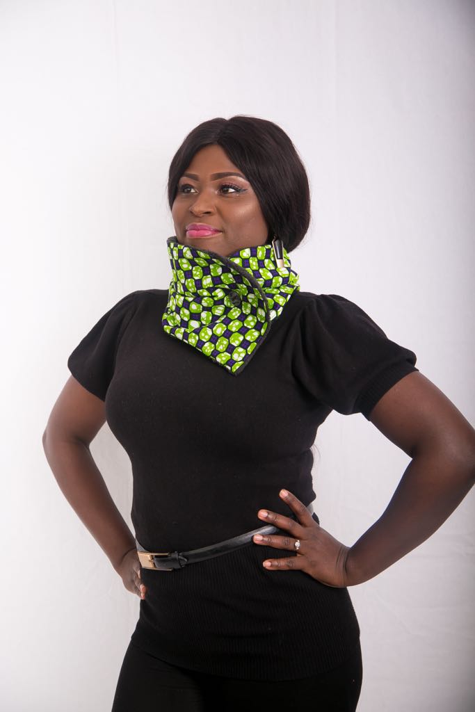TemAD African print Ankara snood with one button