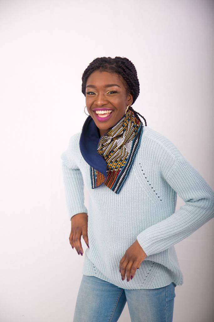 TemAD African print Ankara snood with one button