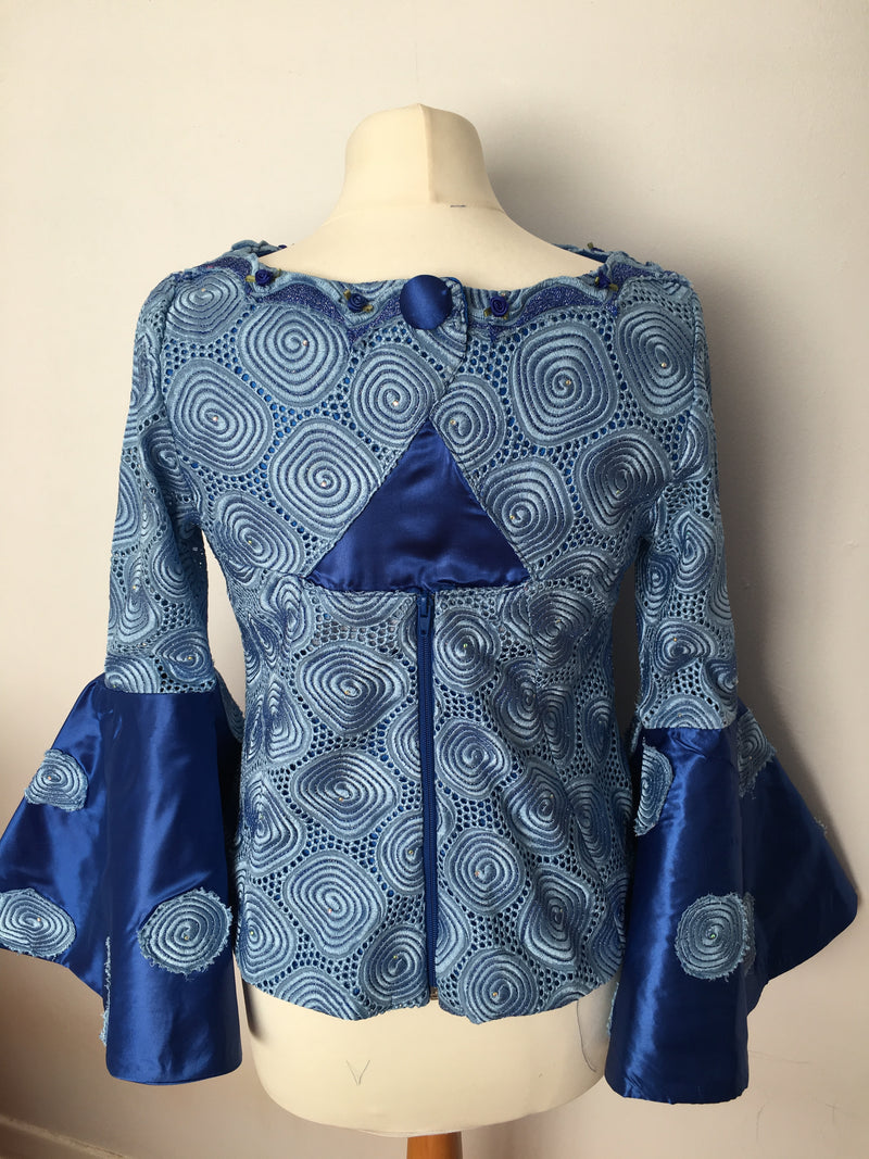 Blue 80th birthday guest outfit