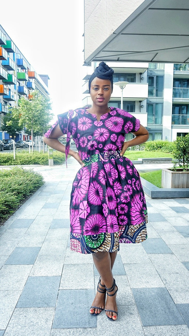 TemAD African print Ankara  skirt with stripe details and top