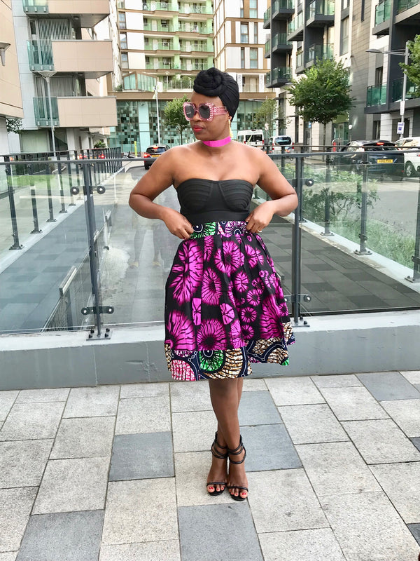 TemAD African print Ankara  skirt with stripe details and top