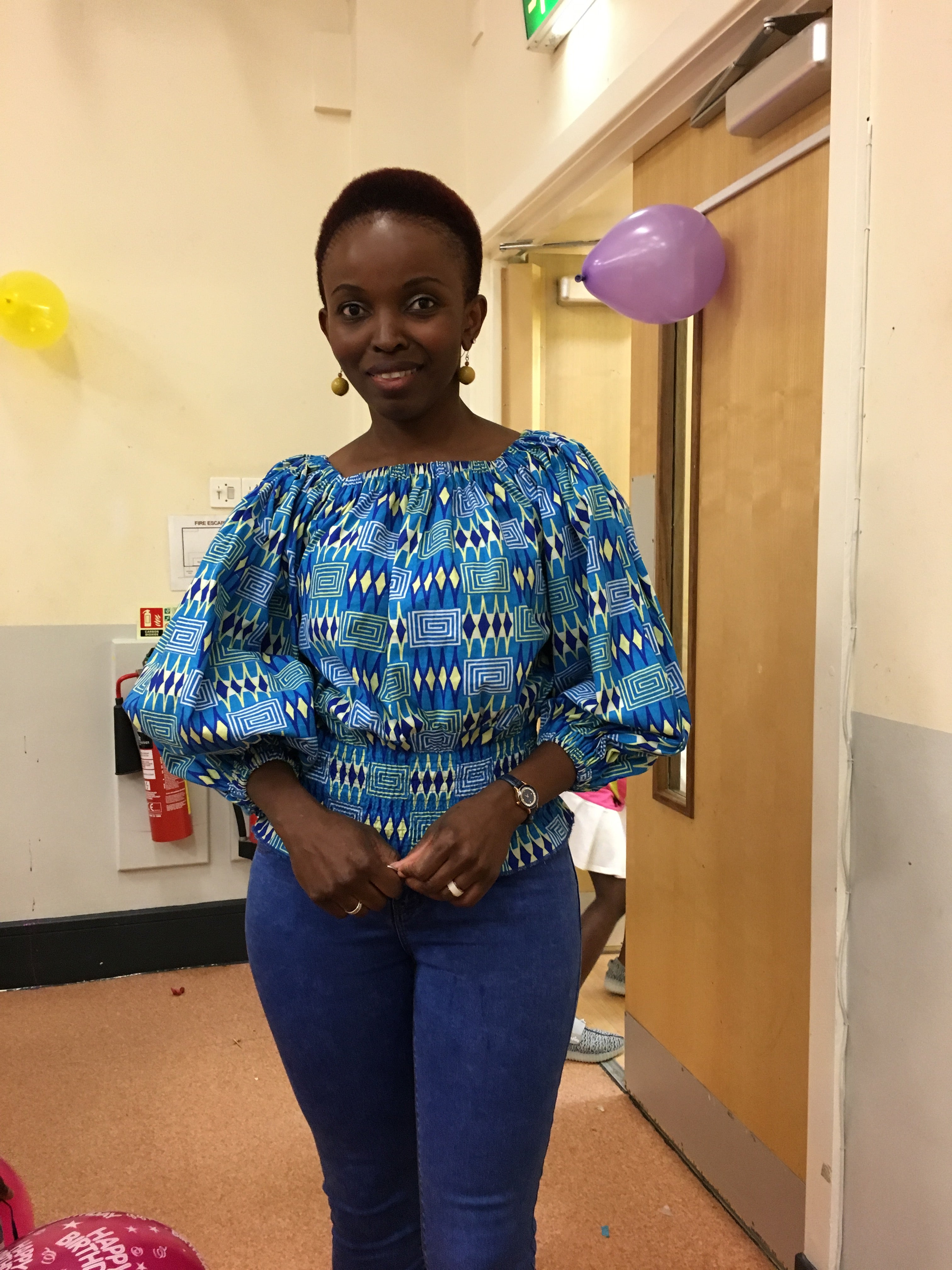 Blue kente puff sleeves top