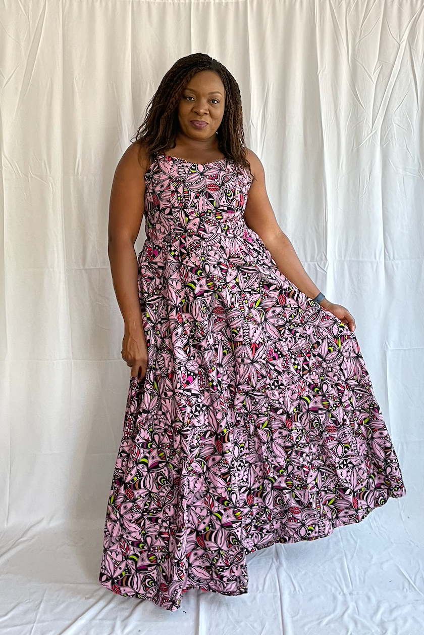 african print ankara maxi dress shop temad collections spaghetti straps flowy dress