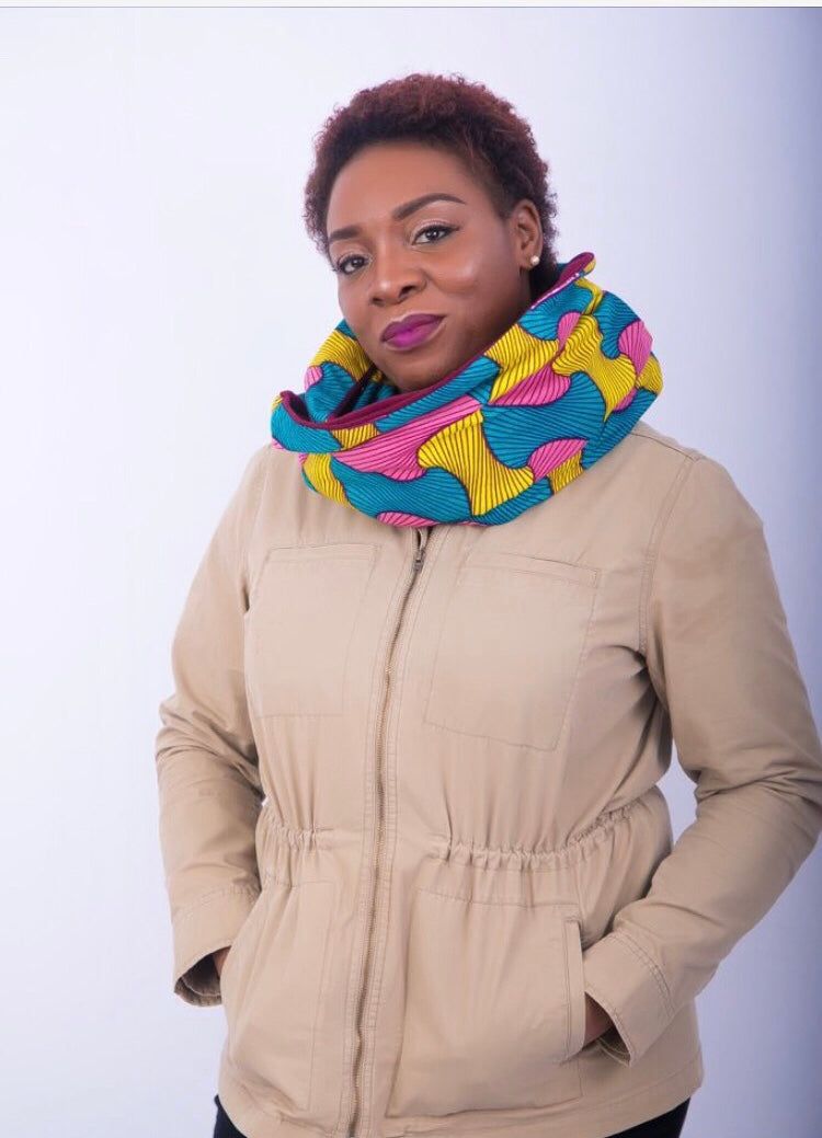Ankara Infinity Snood - Pink 2