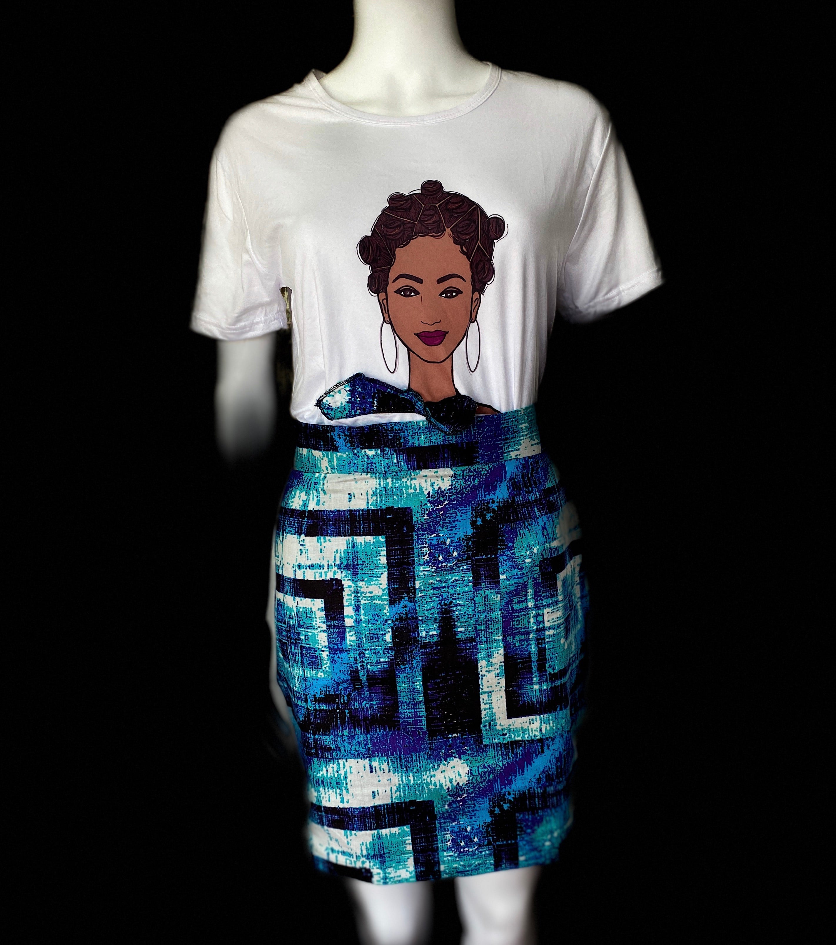 BAE collection temad tshirt african print ankara face 3d tshirt