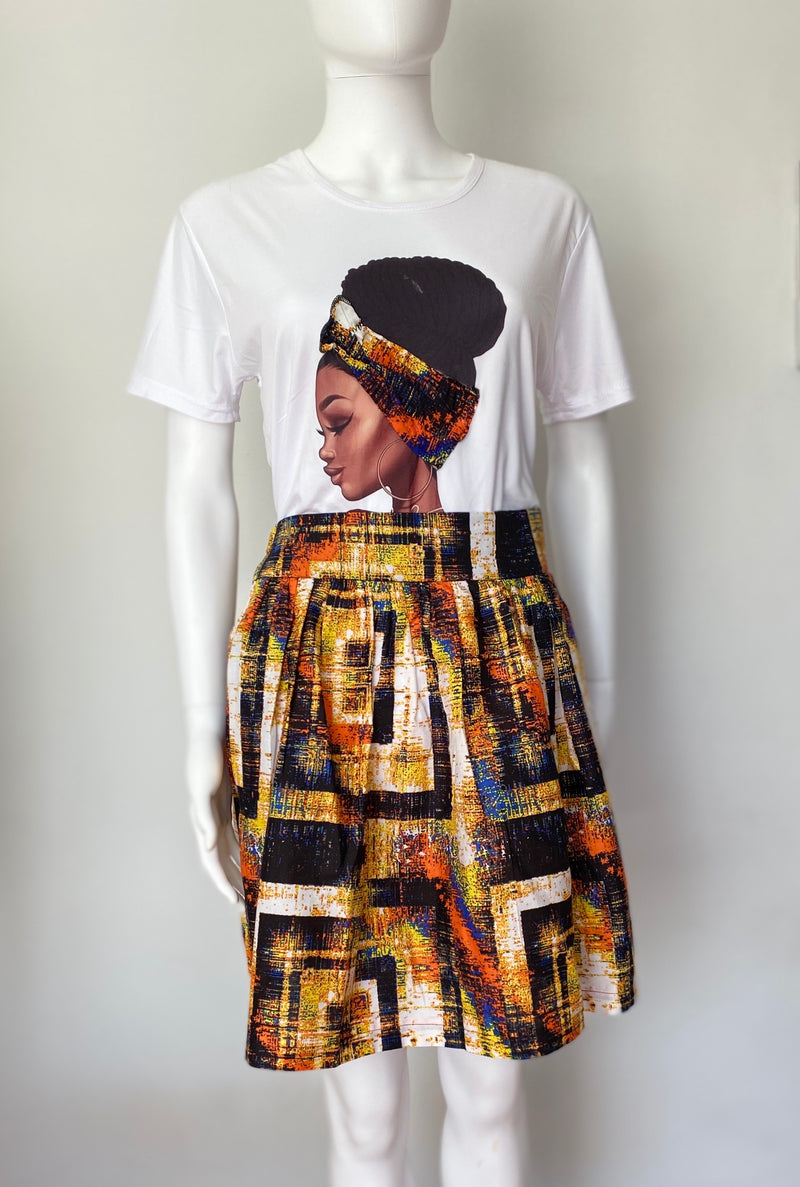 African print ankara temad b.a.e tshirt