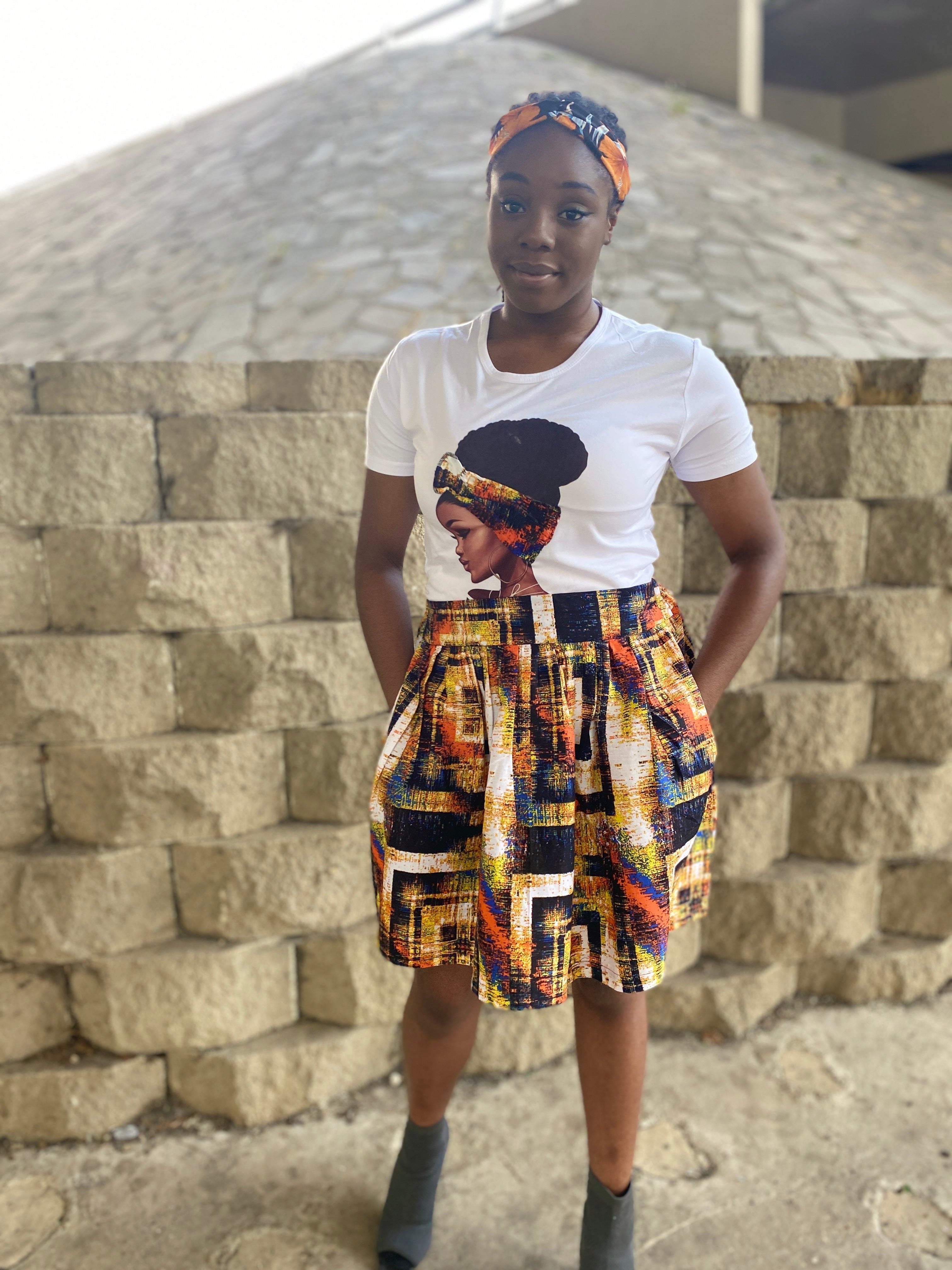 BAE collection temad tshirt african print ankara face 3d tshirt