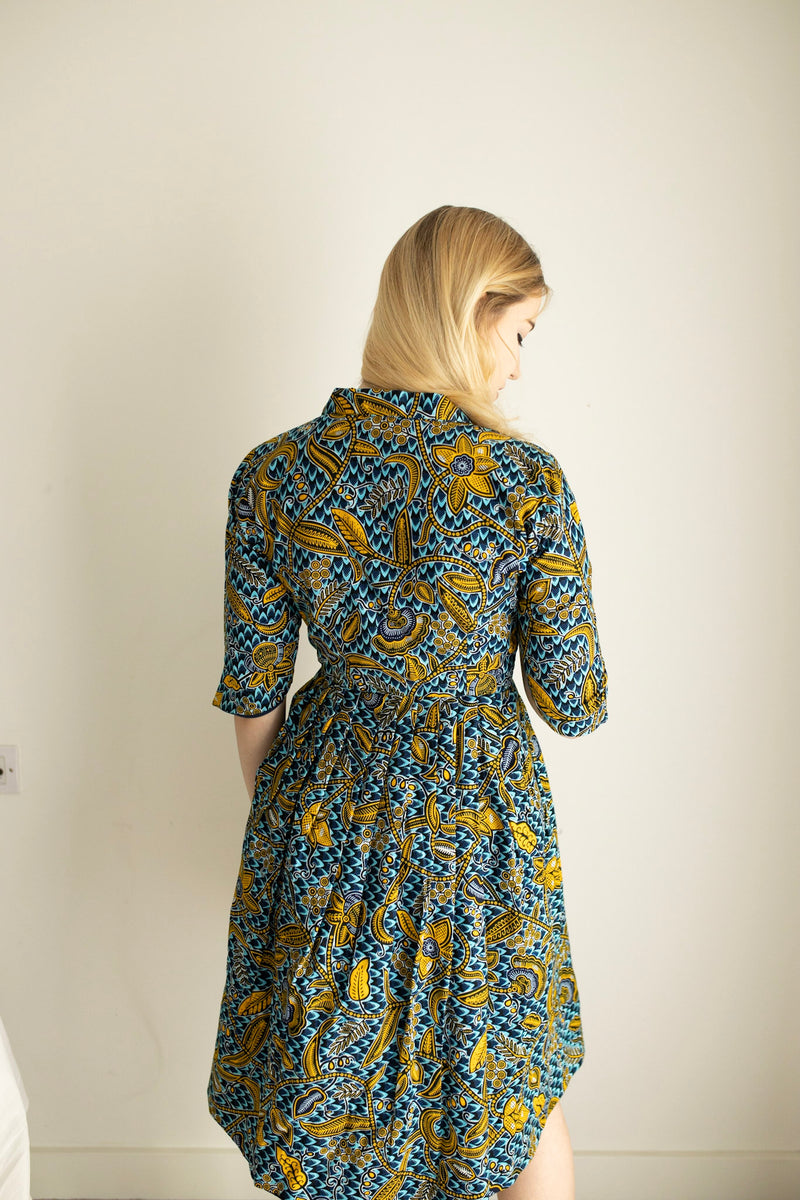 African print ankara shirt midi dress